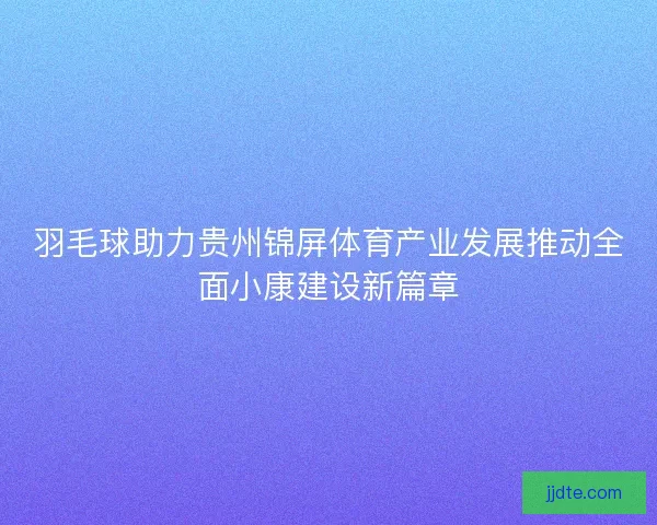 羽毛球助力贵州锦屏体育产业发展推动全面小康建设新篇章 羽毛球助力贵州锦屏体育产业发展推动全面小康建设新篇章