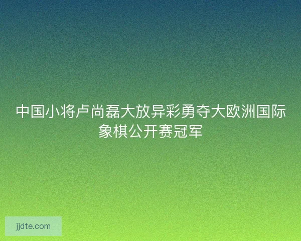 中国小将卢尚磊大放异彩勇夺大欧洲国际象棋公开赛冠军 中国小将卢尚磊大放异彩勇夺大欧洲国际象棋公开赛冠军