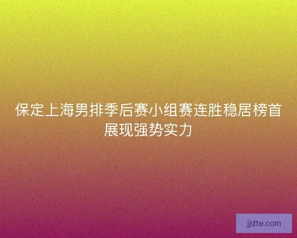 保定上海男排季后赛小组赛连胜稳居榜首展现强势实力