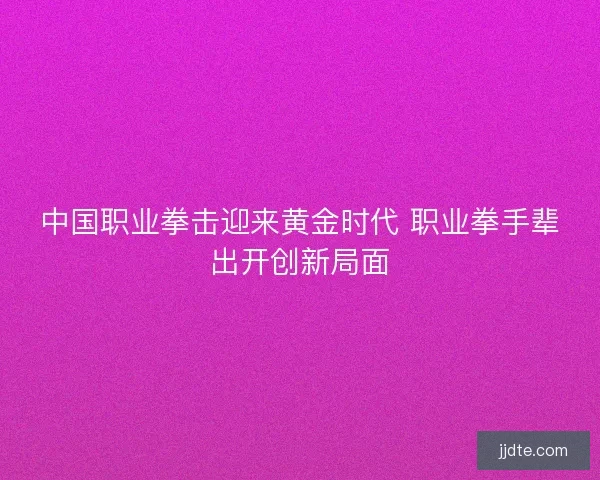 中国职业拳击迎来黄金时代 职业拳手辈出开创新局面